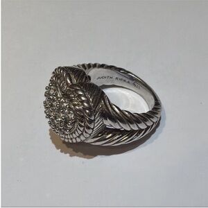 Judith Ripka .925 Sterling Silver Ring Sparkling CZ Diamonique Accents 6.75 7